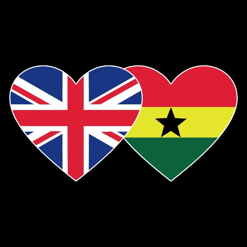 England Ghana Flag Heart