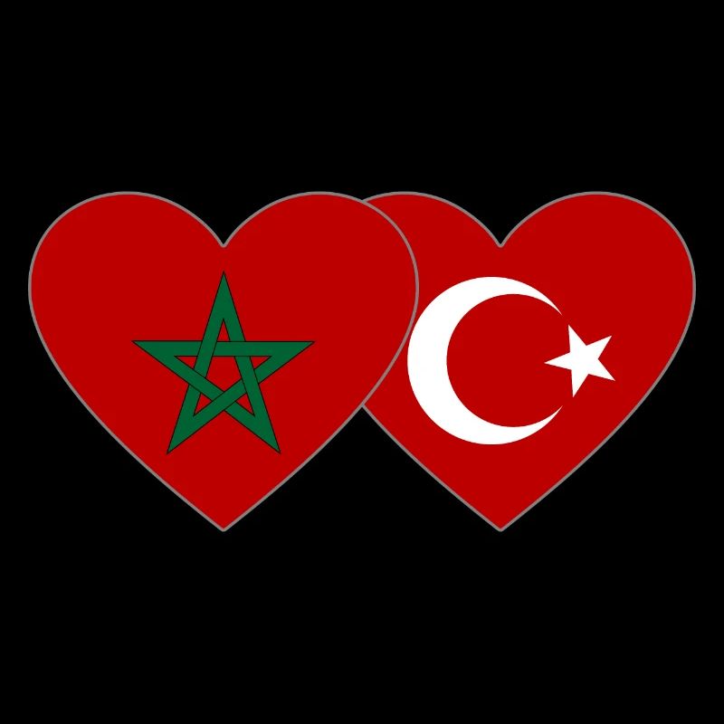 Marokko Türkei Flagge Herz