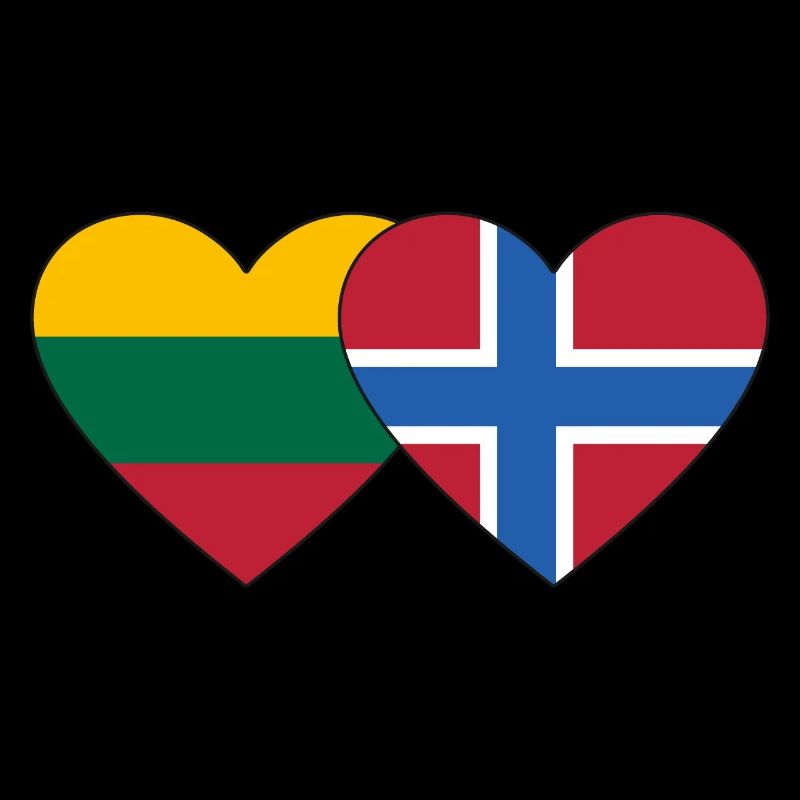 Lithuania Norway Flag Heart
