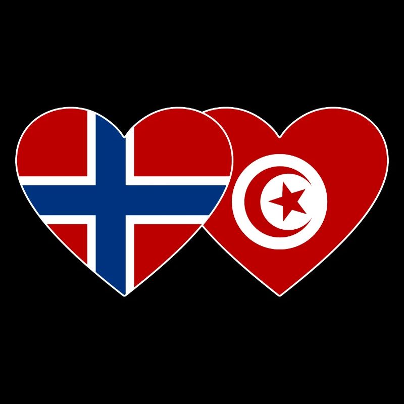 Norway Tunisia Flag Heart