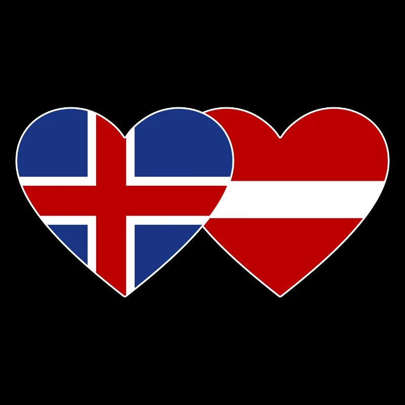 Island Lettland Flagge Herz