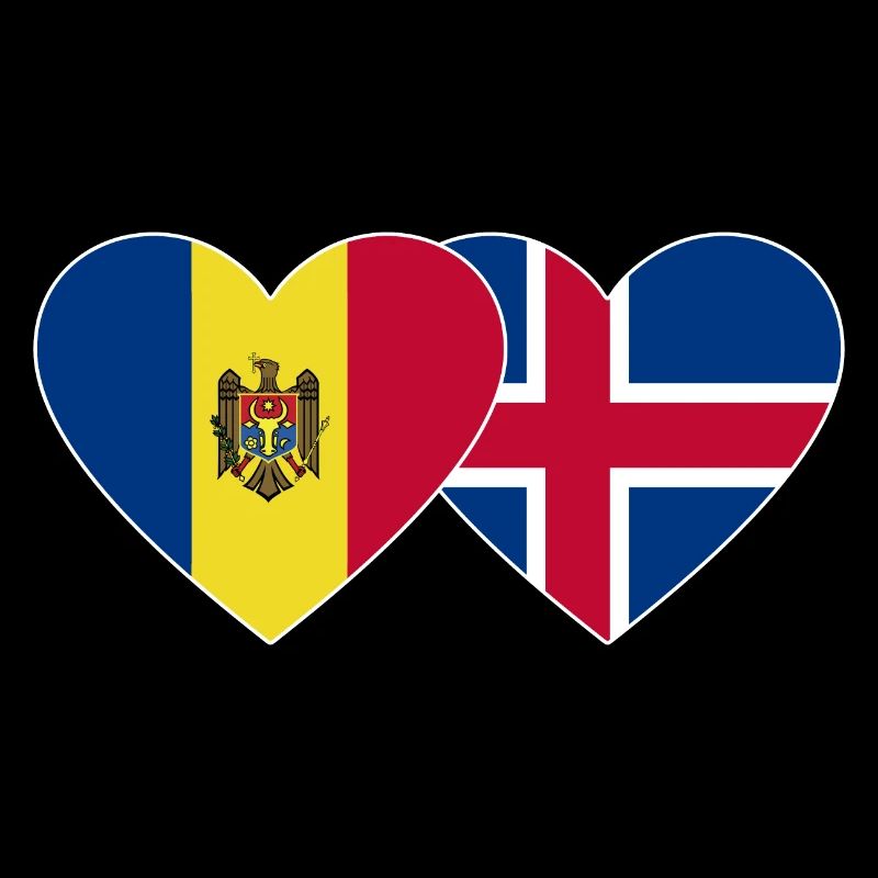 Moldavie Islande Flag Coeur