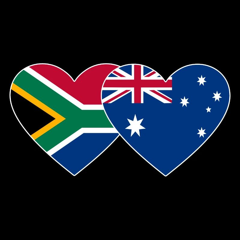 Südafrika Australien Flagge Herz