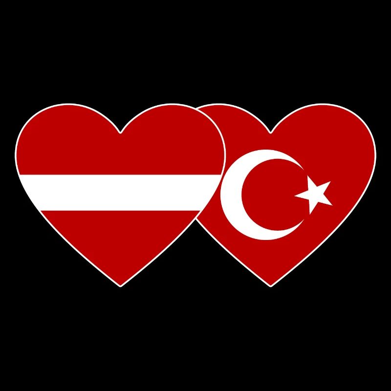 Latvia Turkey Flag Heart
