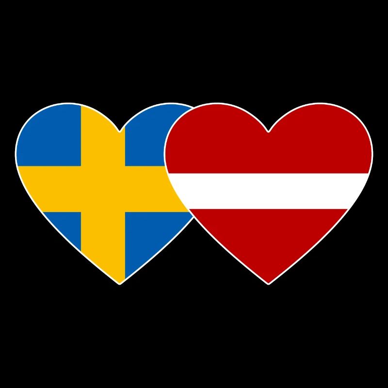 Schweden Lettland Flagge Herz
