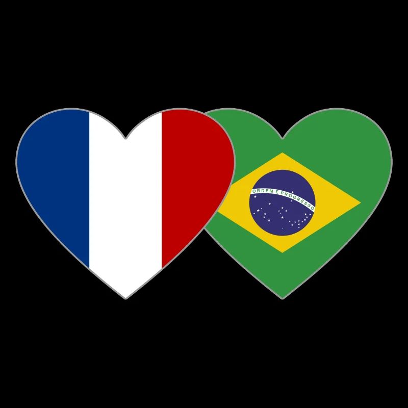 France Brésil Flag Coeur