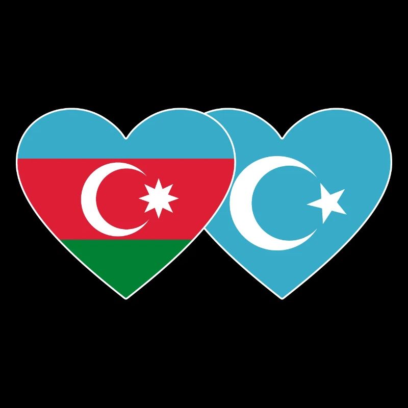 Azerbaijani Uighurs Flag Heart