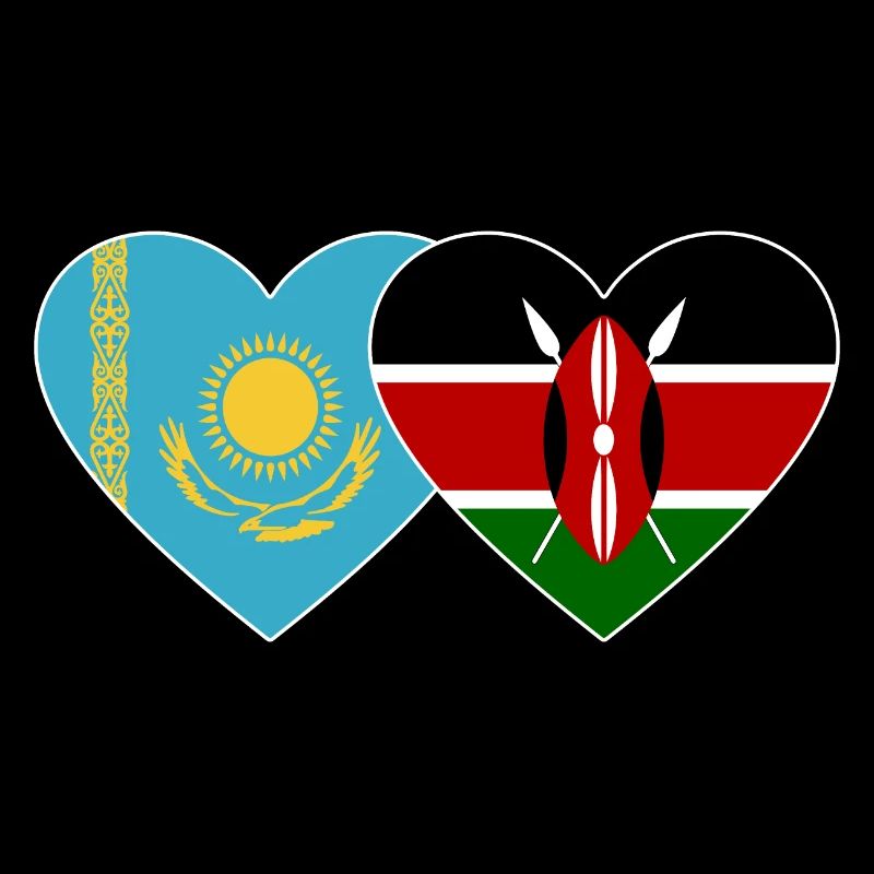Kasachstan Kenia Flagge Herz