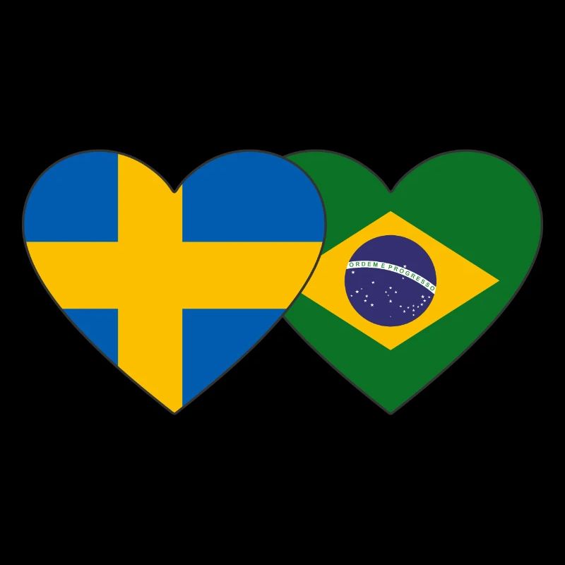 Suède Brésil Flag Heart
