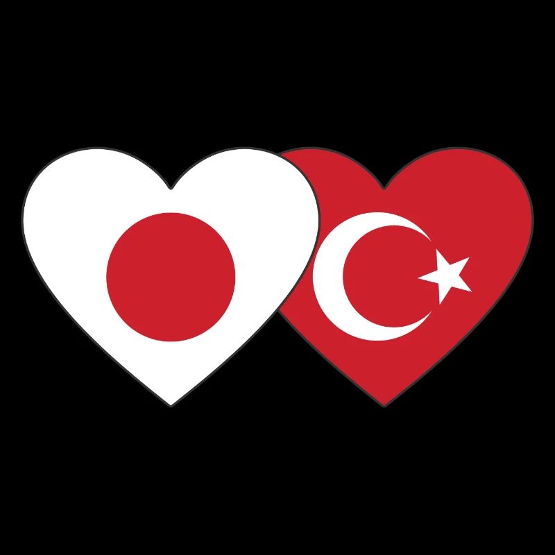 Japan Turkey Flag Heart