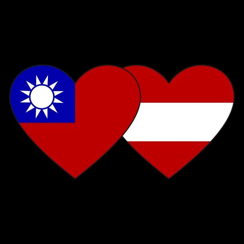 Taïwan Autriche Flag Heart