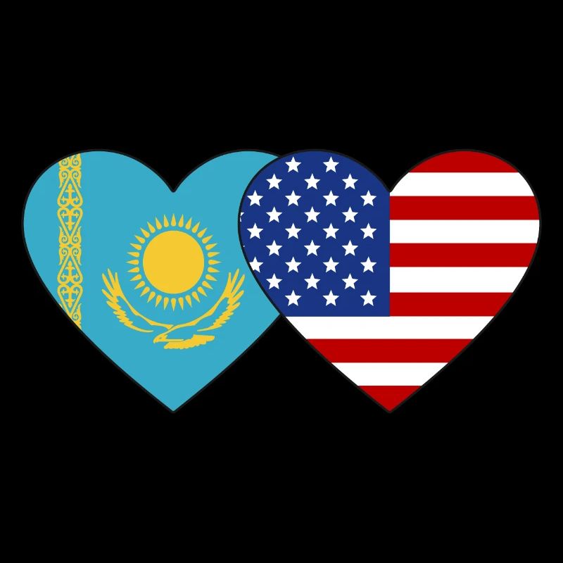 Kasachstan USA Flagge Herz