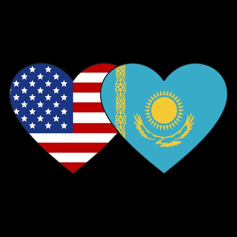 USA Kasachstan Flagge Herz