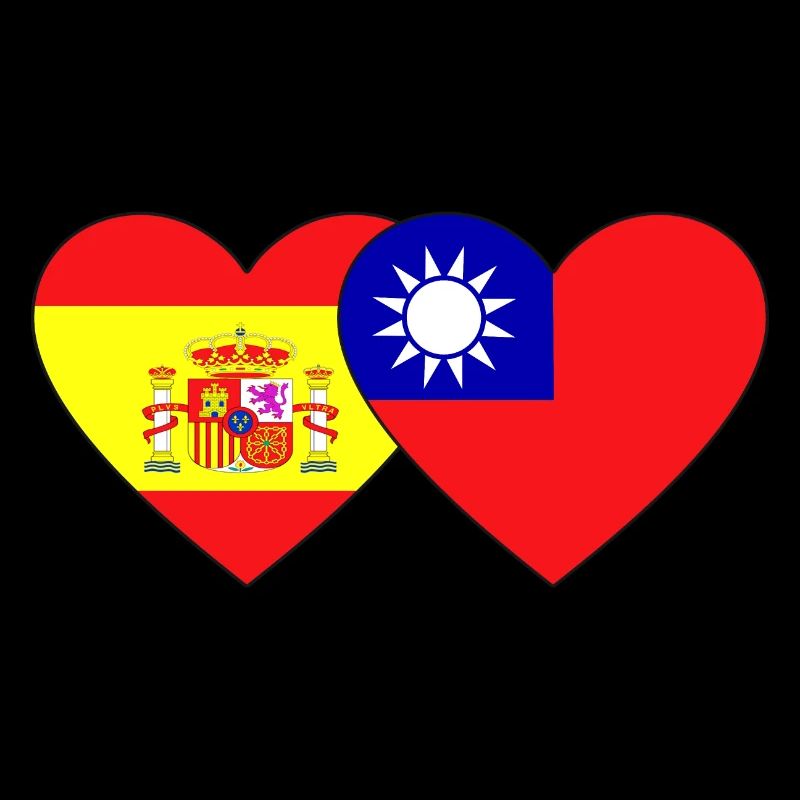 Espagne Taiwan Flag Heart