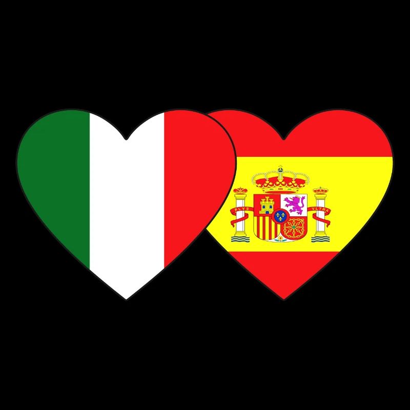 Italie Espagne Flag Coeur