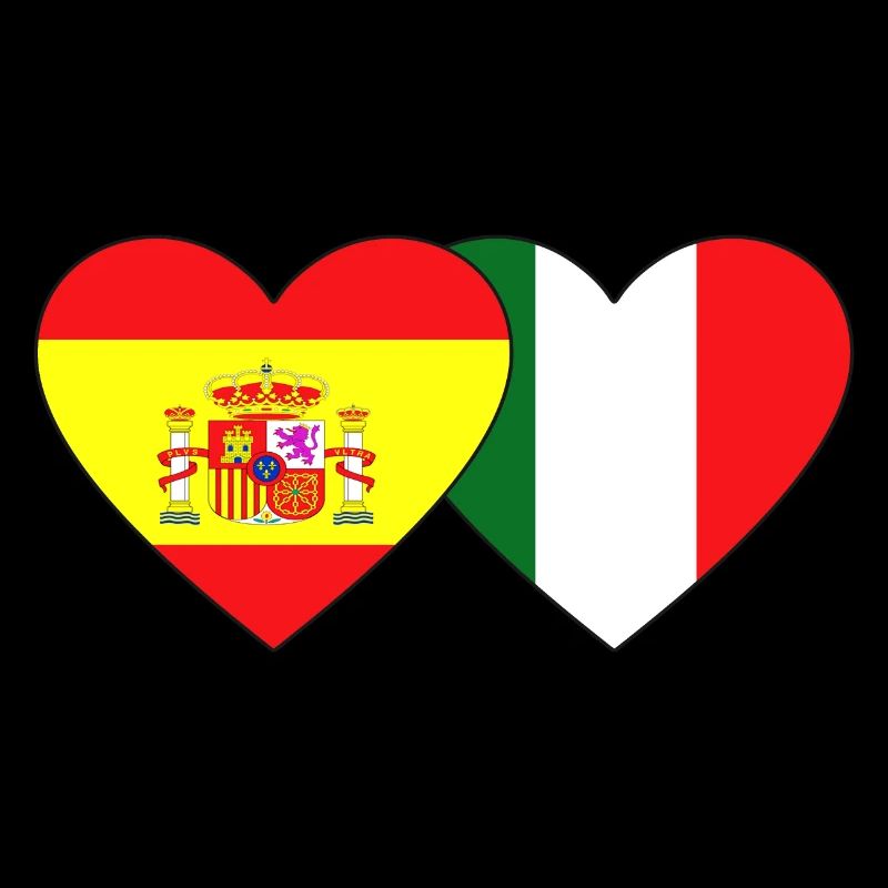 Espagne Italie Flag Coeur