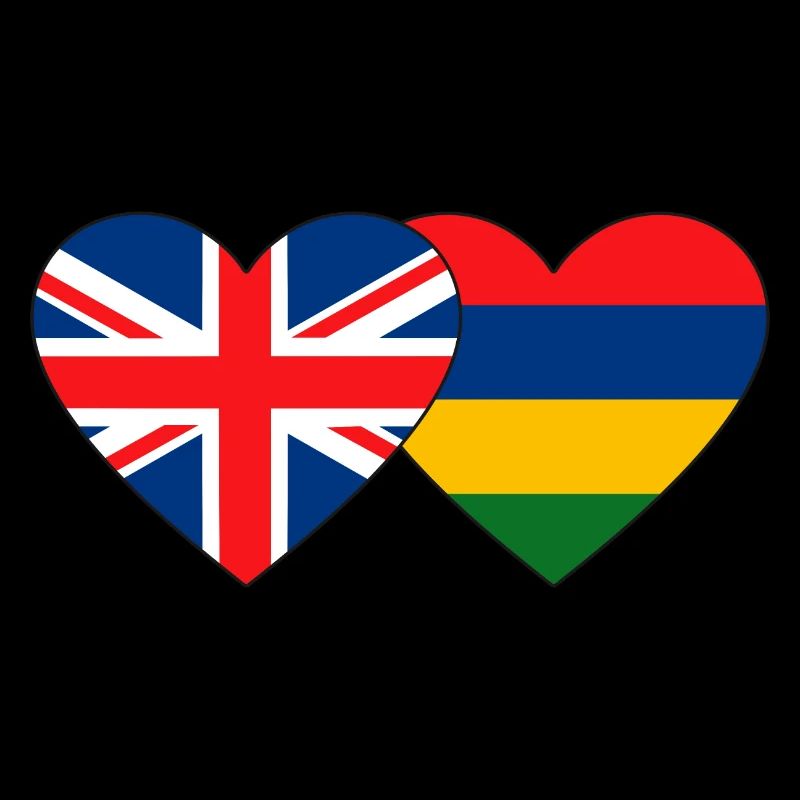 England Mauritius Flagge Herz