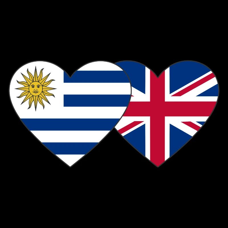 Uruguay England Herz Flagge