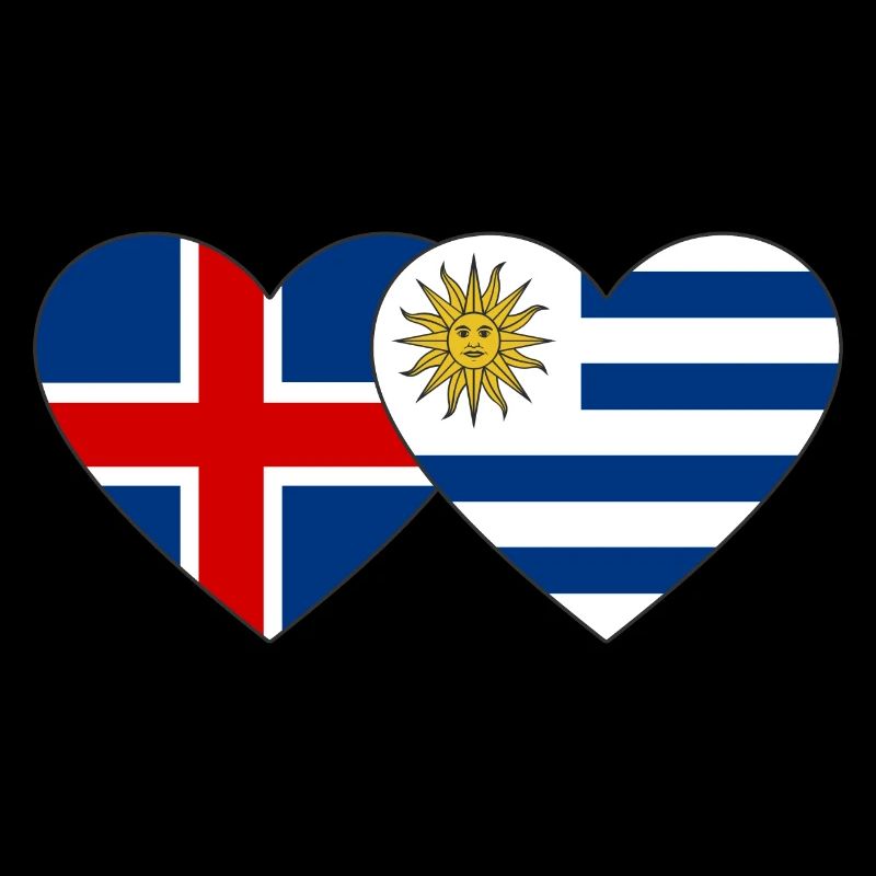 Island Uruguay Herz Flagge