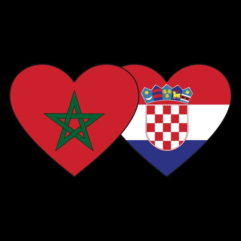 Maroc Croatie Flag Coeur
