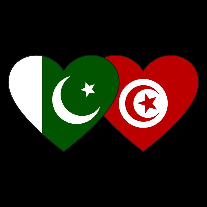 Pakistan Tunisia Flag Heart