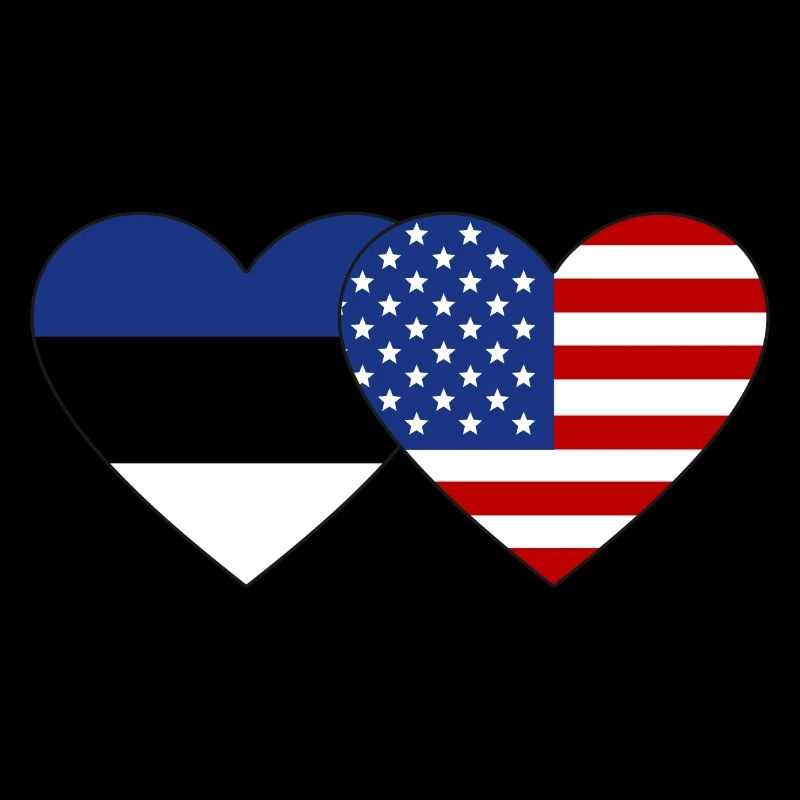 Estonia USA Flag Heart