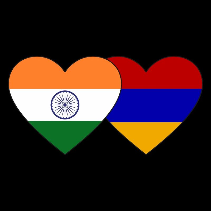 Indien Armenien Flagge Herz