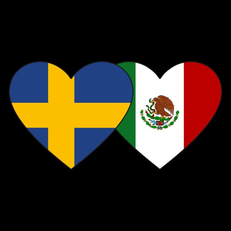 Suède Mexique Flag Heart