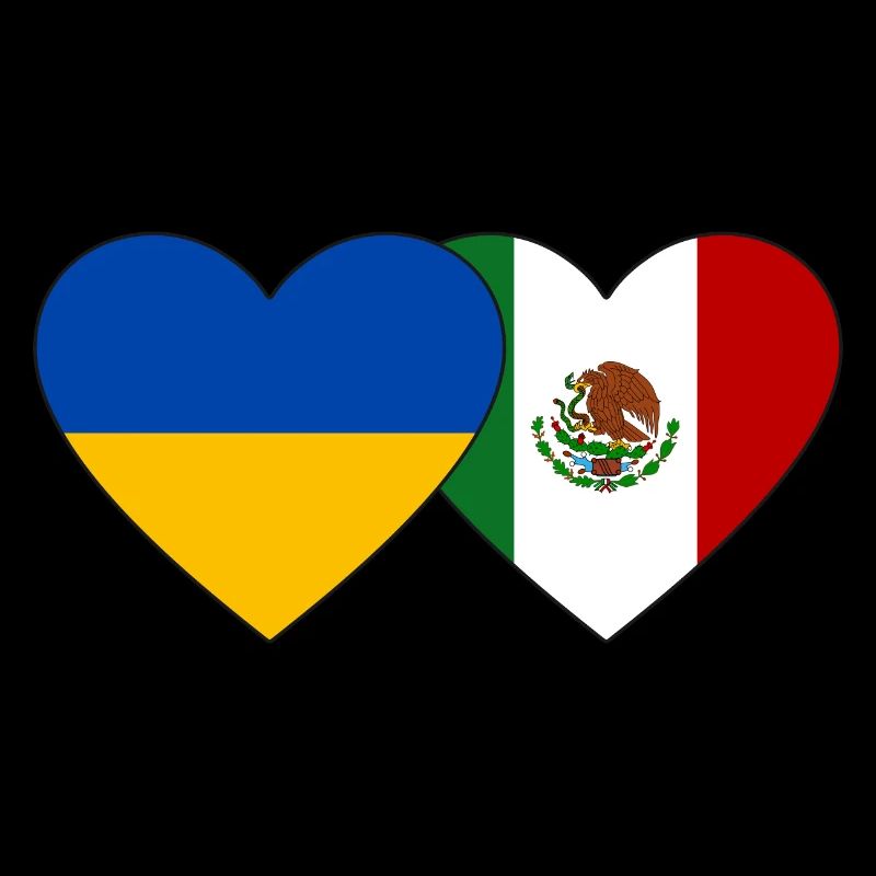 Ukraine Mexique Flag Coeur