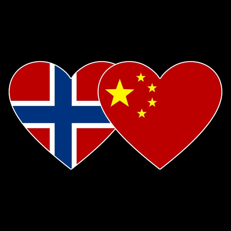 Norvège Chine Coeur Drapeau