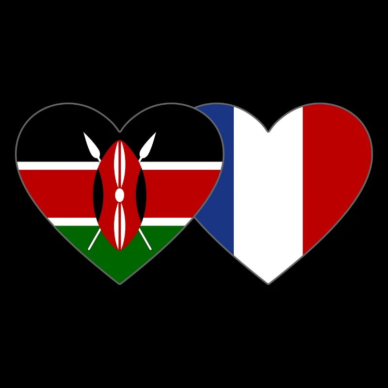 Kenia Frankreich Flagge Herz