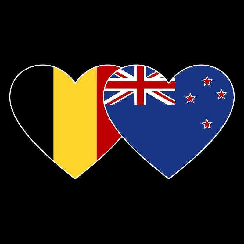 Belgique Nouvelle-Zélande Drapeau Coeur