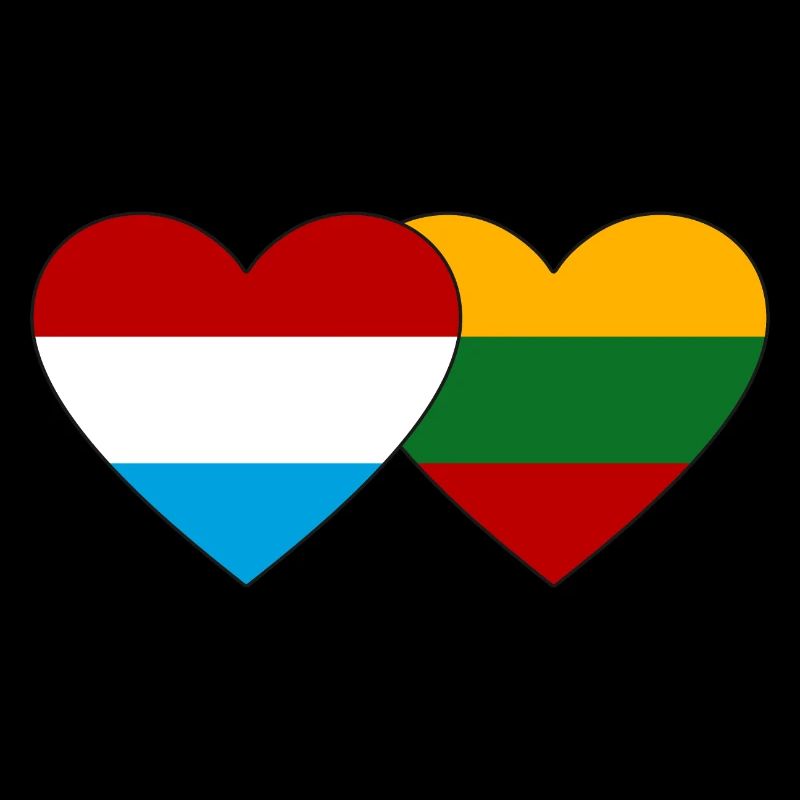Luxembourg Lithuania Flag Heart