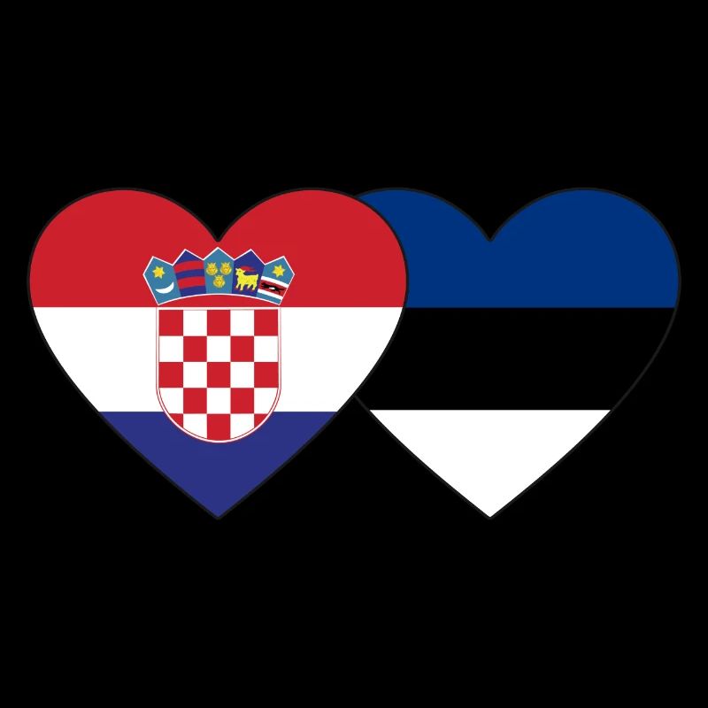 Croatie Estonie drapeau coeur