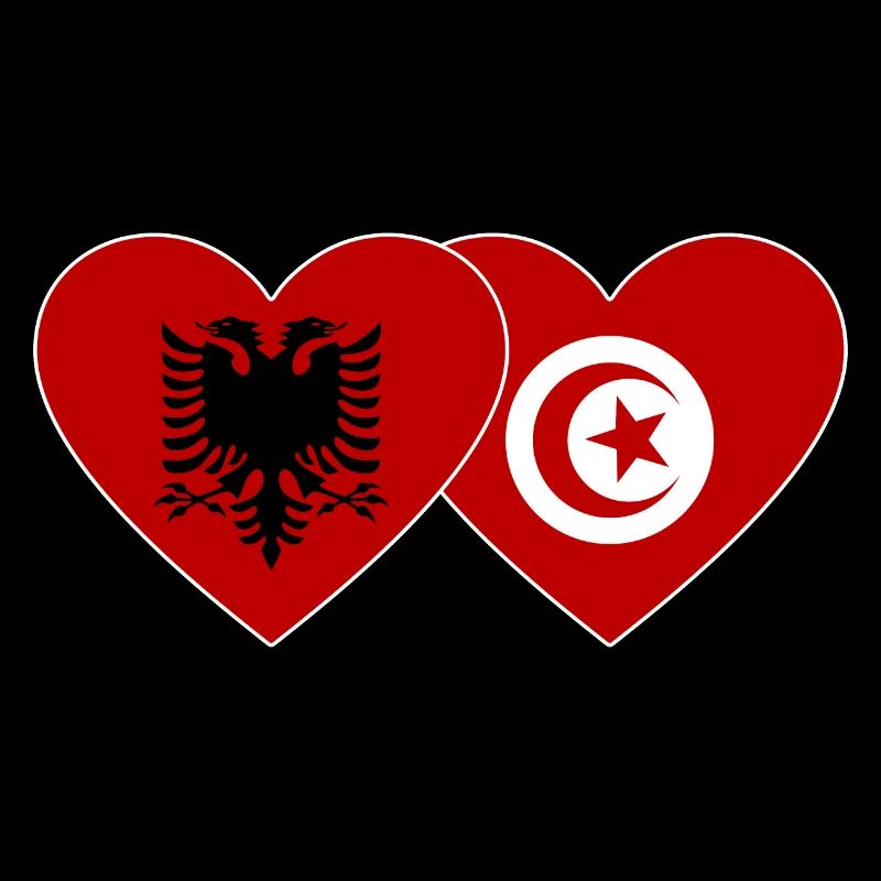 Albania Tunisia Flag Heart