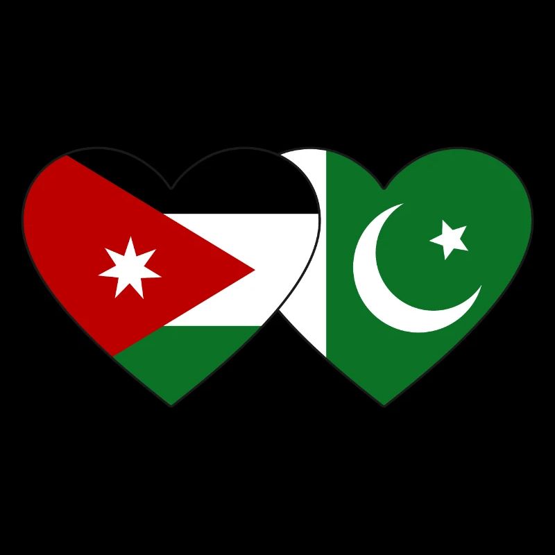 Jordanien Pakistan Flagge Herz