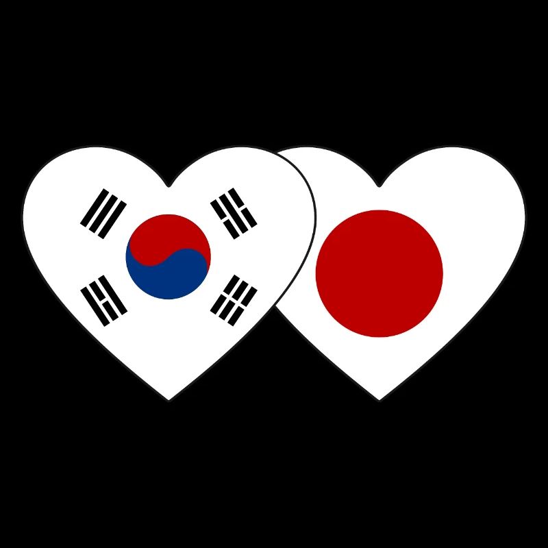 Südkorea Japan Flagge Herz