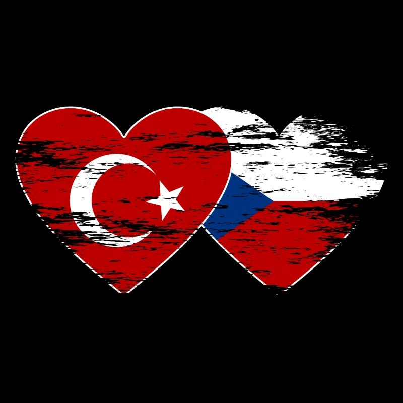Türkei Tschechien Flagge Herz used
