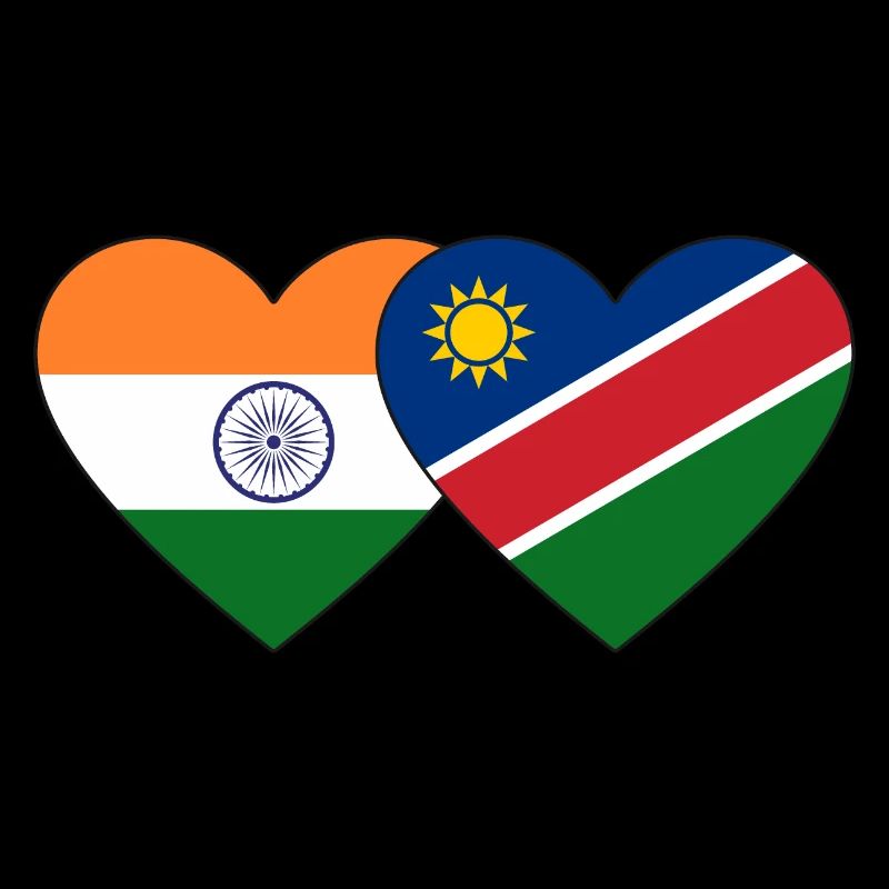 Indien Namibia Flagge Herz