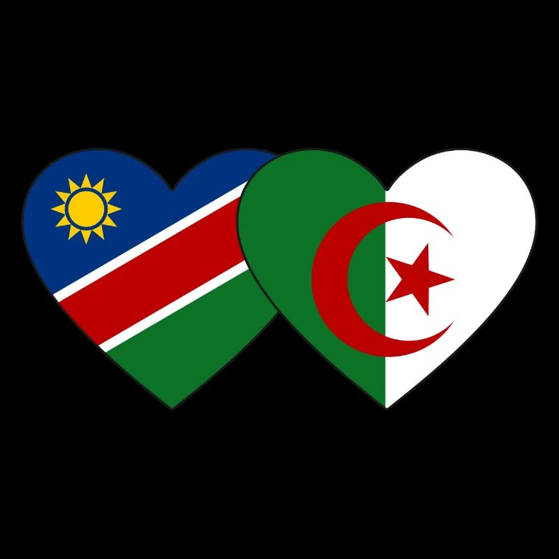 Namibia Algerien Flagge Herz
