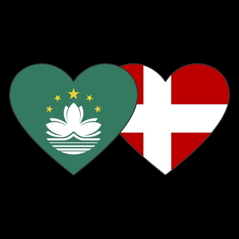 Macau Dänemark Flagge Herz
