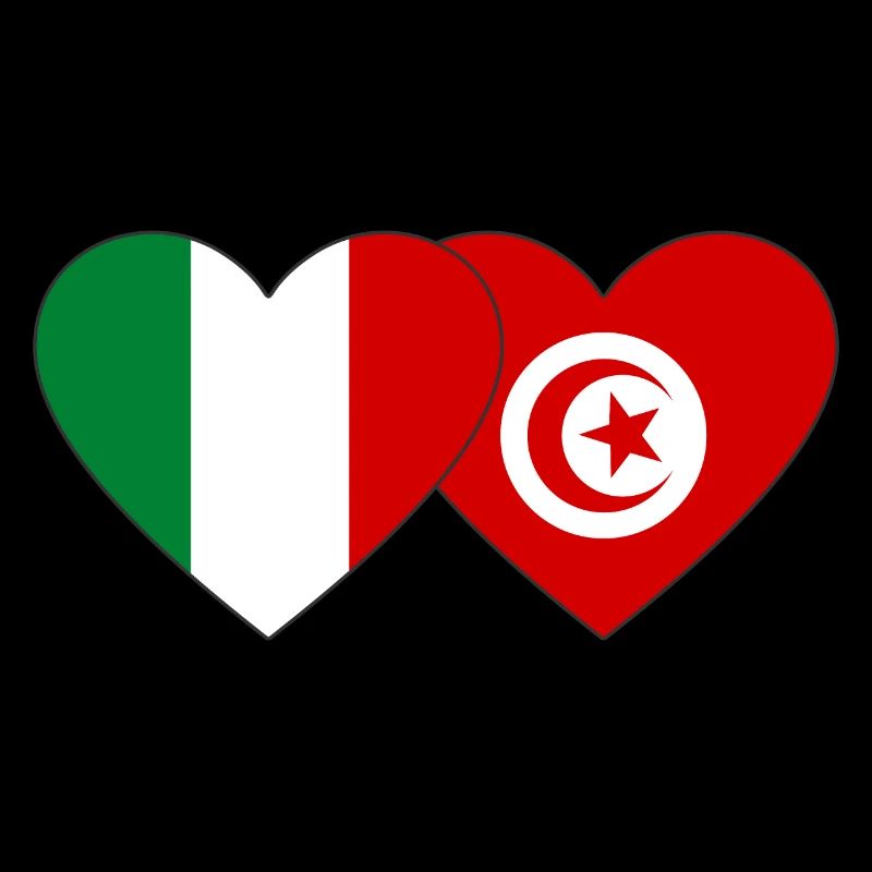 Tunisie Italie Drapeau Coeur