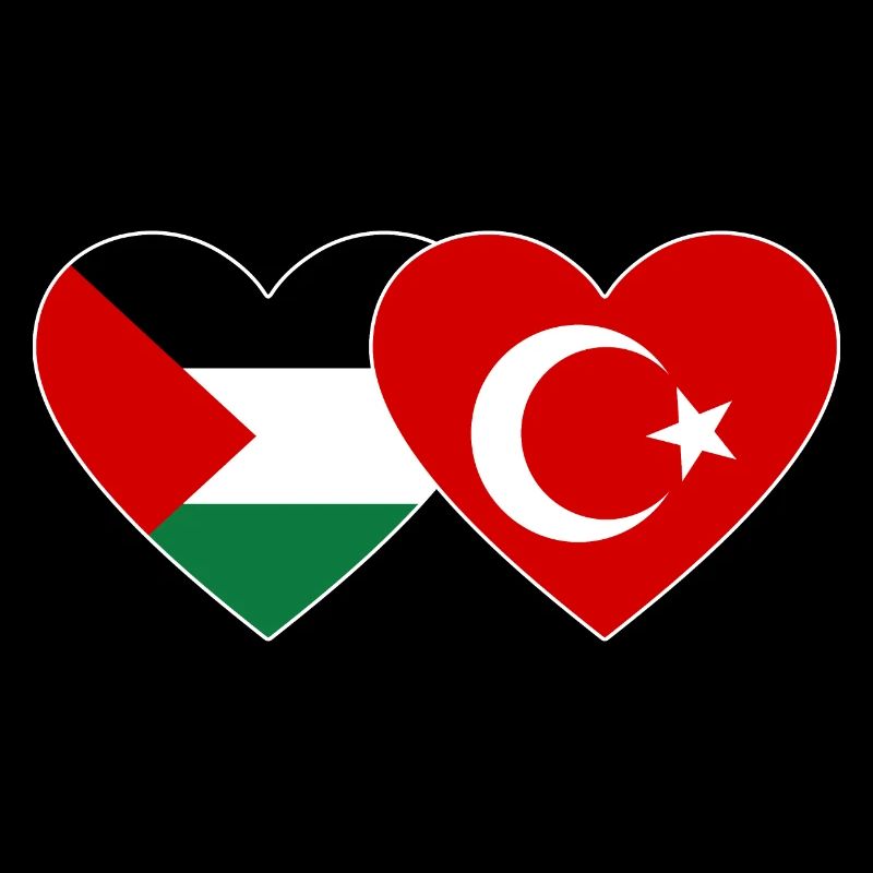 Palestine Turkey Flag Heart