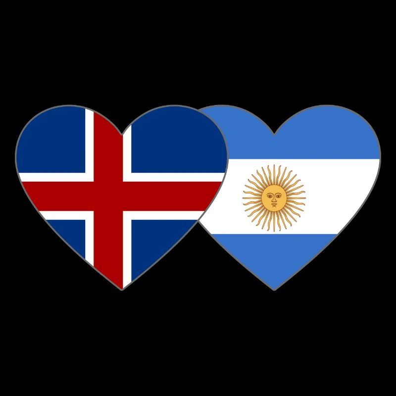Islande Argentine Drapeau Coeur