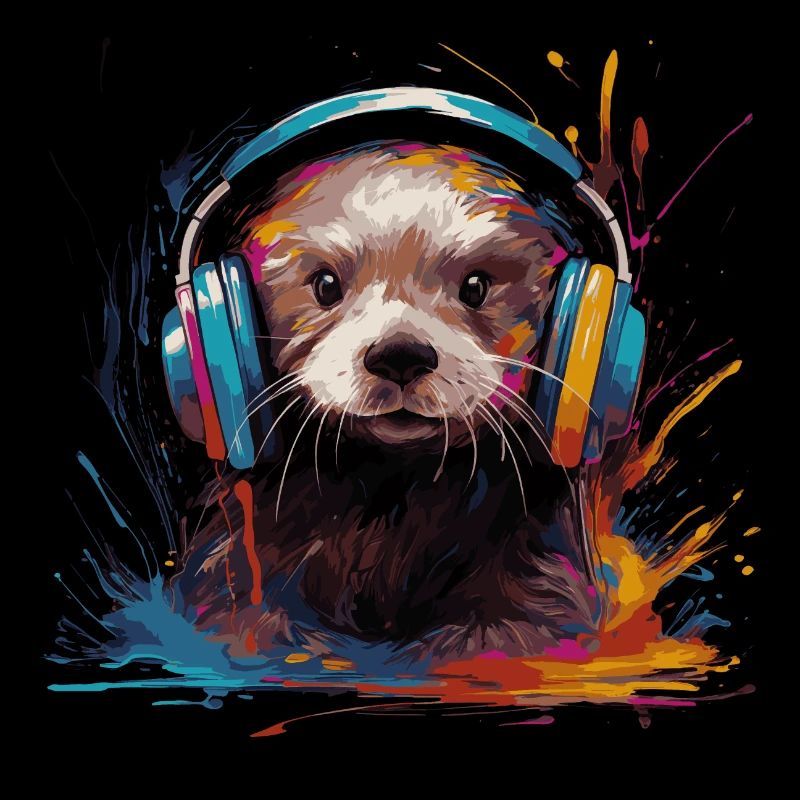 Otter écoute de la musique avec des écouteurs