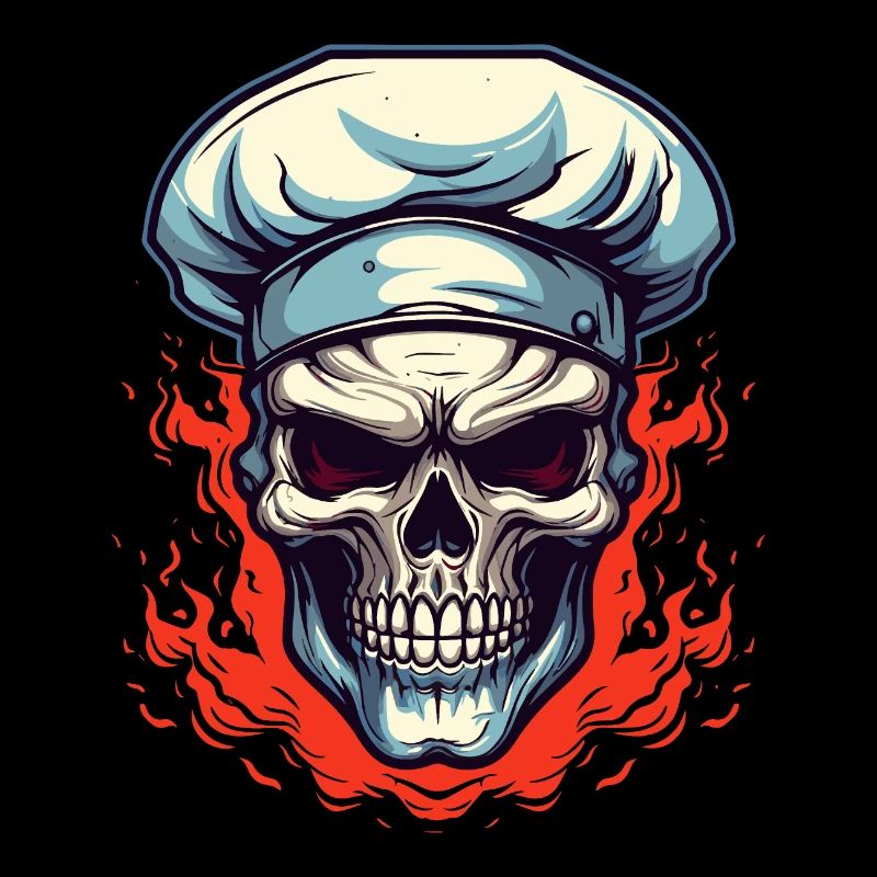 Crâne avec toque de chef