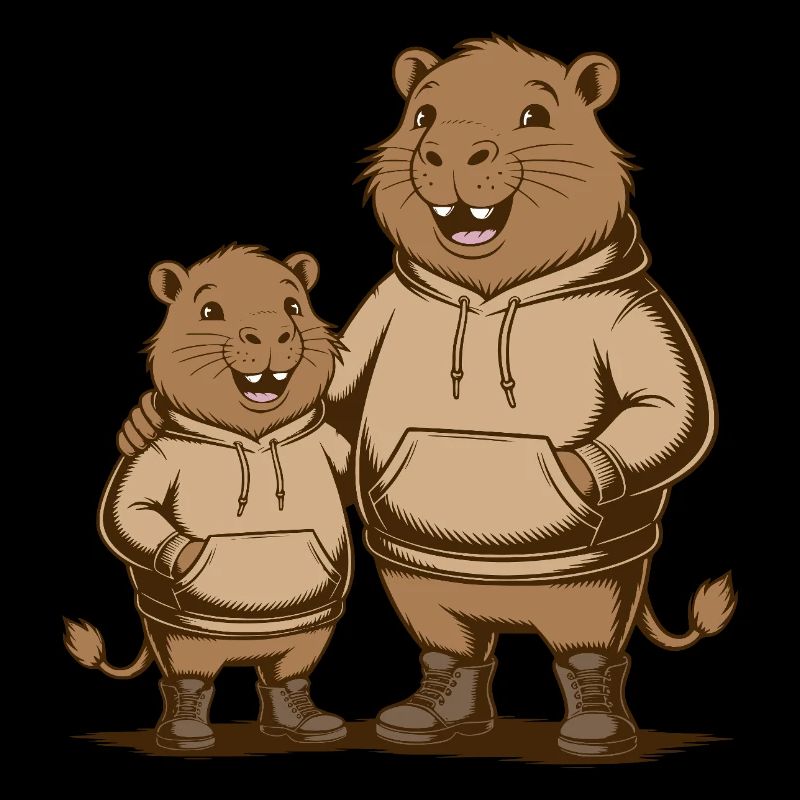 Capybara Couple Capybara - Deux Capybaras Cool
