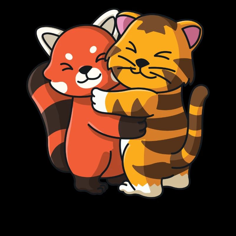 Red Panda Tiger Tabby Cat Hug Cuddle Animals