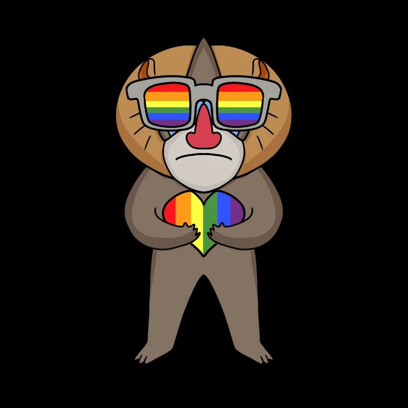 LGBT Animal Monkey Mandrill Rainbow