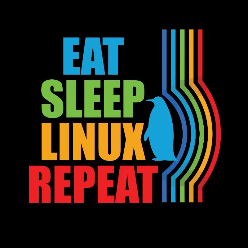 Eat Sleep Linux Répéter Rétro Pingouin Nerd Geek